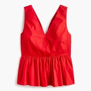 J Crew Red Sleeveless Peplum Top